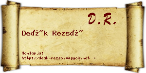Deák Rezső névjegykártya